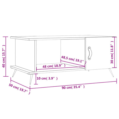 vidaXL Couchtisch Schwarz 90x50x40 cm Holzwerkstoff