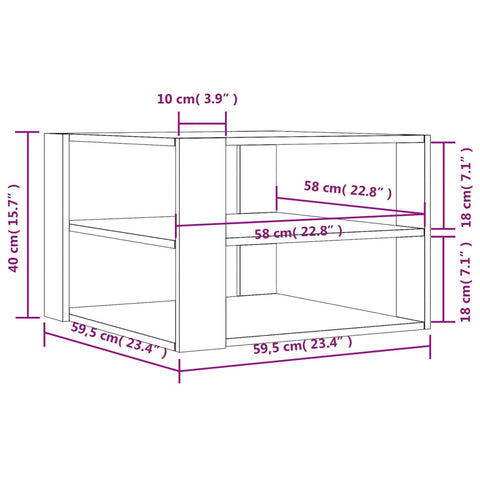 vidaXL Couchtisch Räuchereiche 59,5x59,5x40 cm Holzwerkstoff