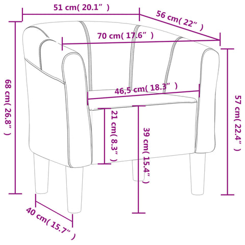 vidaXL Clubsessel Braun Stoff