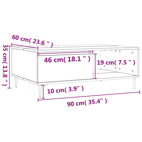 vidaXL Couchtisch Weiß 90x60x35 cm Holzwerkstoff