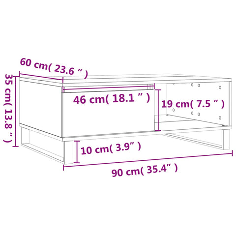 vidaXL Couchtisch Weiß 90x60x35 cm Holzwerkstoff