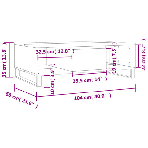 vidaXL Couchtisch Hochglanz-Weiß 104x60x35 cm Holzwerkstoff