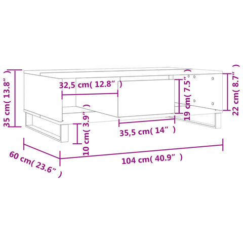 vidaXL Couchtisch Räuchereiche 104x60x35 cm Holzwerkstoff