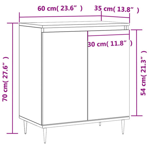 Sideboard Braun Eichen-Optik 60x35x70 cm Holzwerkstoff