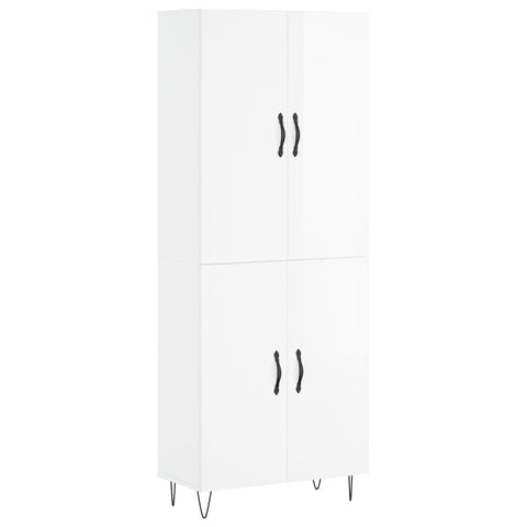 vidaXL Highboard Hochglanz-Weiß 69,5x34x180 cm Holzwerkstoff