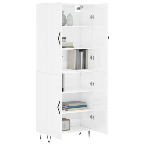 vidaXL Highboard Hochglanz-Weiß 69,5x34x180 cm Holzwerkstoff