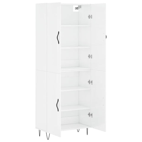 vidaXL Highboard Hochglanz-Weiß 69,5x34x180 cm Holzwerkstoff