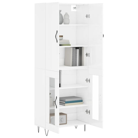 vidaXL Highboard Hochglanz-Weiß 69,5x34x180 cm Holzwerkstoff