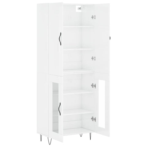 vidaXL Highboard Hochglanz-Weiß 69,5x34x180 cm Holzwerkstoff