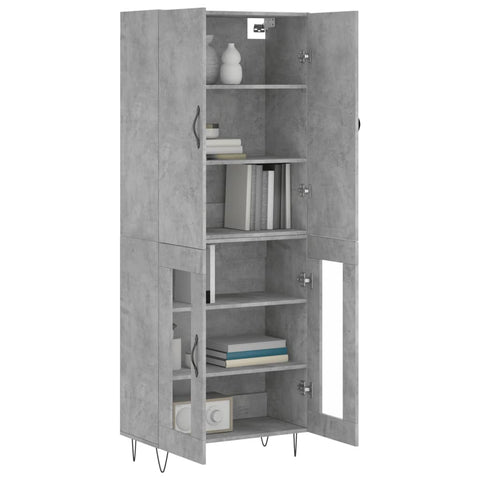 vidaXL Highboard Betongrau 69,5x34x180 cm Holzwerkstoff