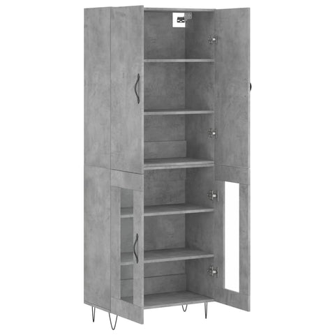 vidaXL Highboard Betongrau 69,5x34x180 cm Holzwerkstoff