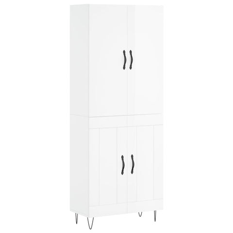 vidaXL Highboard Hochglanz-Weiß 69,5x34x180 cm Holzwerkstoff