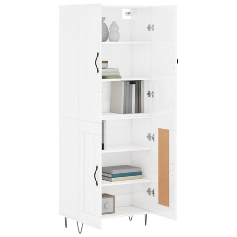 vidaXL Highboard Hochglanz-Weiß 69,5x34x180 cm Holzwerkstoff