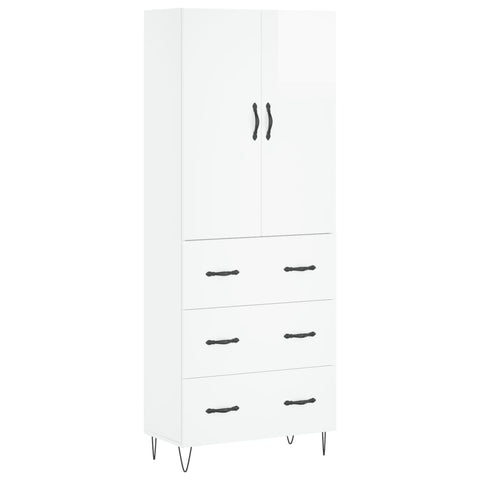 vidaXL Highboard Hochglanz-Weiß 69,5x34x180 cm Holzwerkstoff