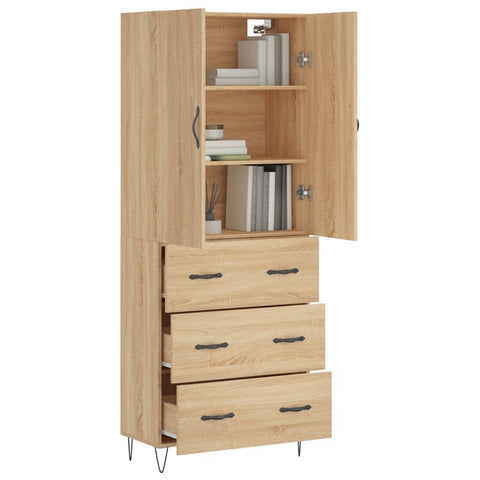 vidaXL Highboard Sonoma-Eiche 69,5x34x180 cm Holzwerkstoff