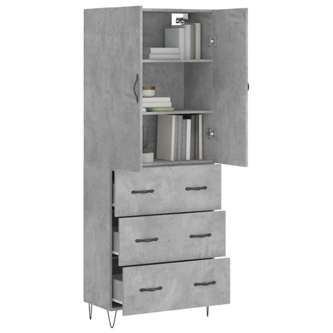 vidaXL Highboard Betongrau 69,5x34x180 cm Holzwerkstoff