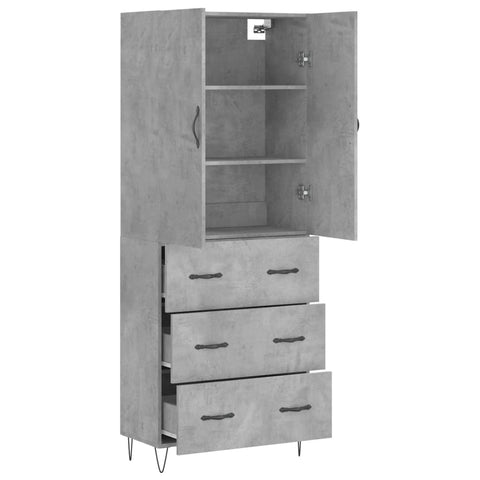 vidaXL Highboard Betongrau 69,5x34x180 cm Holzwerkstoff