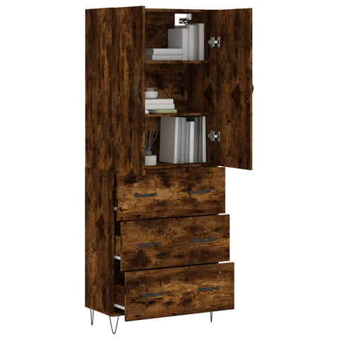 vidaXL Highboard Räuchereiche 69,5x34x180 cm Holzwerkstoff