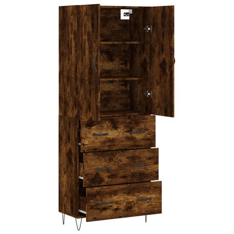 vidaXL Highboard Räuchereiche 69,5x34x180 cm Holzwerkstoff