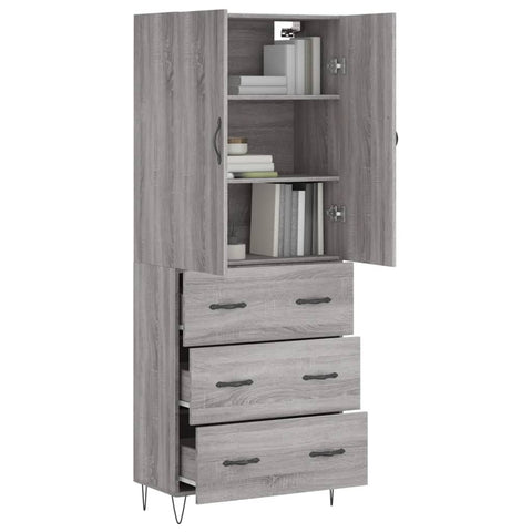 vidaXL Highboard Grau Sonoma 69,5x34x180 cm Holzwerkstoff