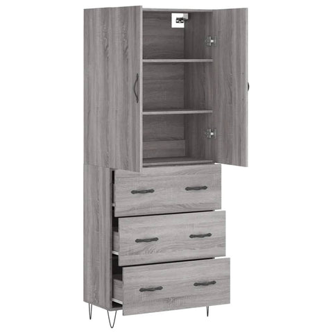 vidaXL Highboard Grau Sonoma 69,5x34x180 cm Holzwerkstoff