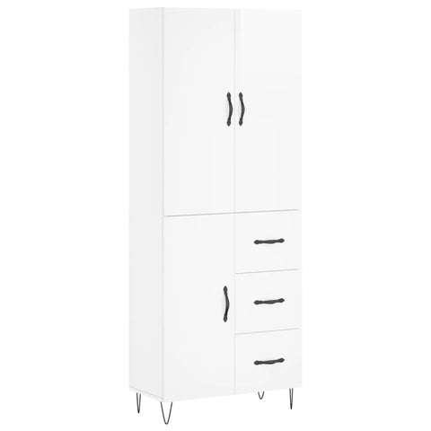 vidaXL Highboard Hochglanz-Weiß 69,5x34x180 cm Holzwerkstoff