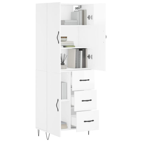 vidaXL Highboard Hochglanz-Weiß 69,5x34x180 cm Holzwerkstoff