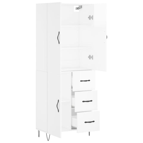 vidaXL Highboard Hochglanz-Weiß 69,5x34x180 cm Holzwerkstoff