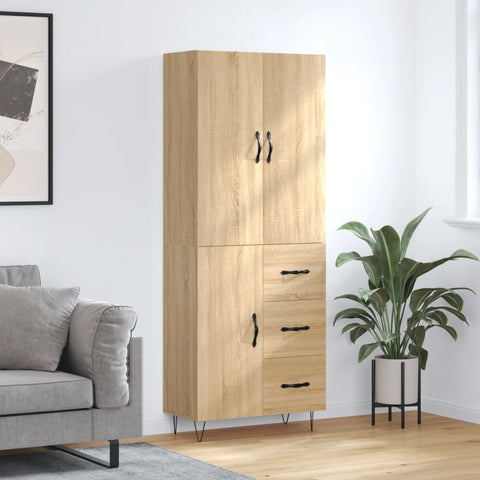 vidaXL Highboard Sonoma-Eiche 69,5x34x180 cm Holzwerkstoff