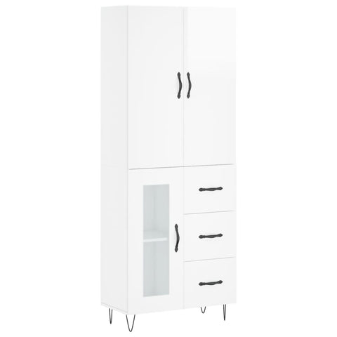 vidaXL Highboard Hochglanz-Weiß 69,5x34x180 cm Holzwerkstoff