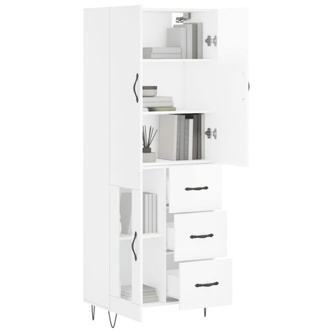 vidaXL Highboard Hochglanz-Weiß 69,5x34x180 cm Holzwerkstoff