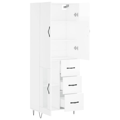 vidaXL Highboard Hochglanz-Weiß 69,5x34x180 cm Holzwerkstoff