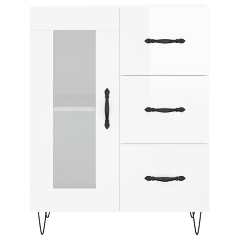 vidaXL Highboard Hochglanz-Weiß 69,5x34x180 cm Holzwerkstoff