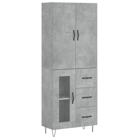 vidaXL Highboard Betongrau 69,5x34x180 cm Holzwerkstoff