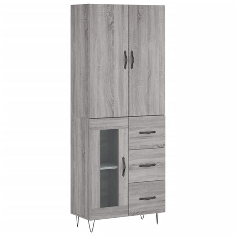 vidaXL Highboard Grau Sonoma 69,5x34x180 cm Holzwerkstoff