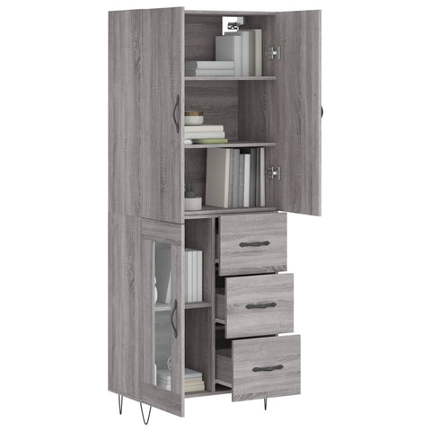 vidaXL Highboard Grau Sonoma 69,5x34x180 cm Holzwerkstoff