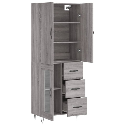 vidaXL Highboard Grau Sonoma 69,5x34x180 cm Holzwerkstoff