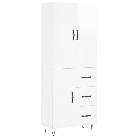 vidaXL Highboard Hochglanz-Weiß 69,5x34x180 cm Holzwerkstoff