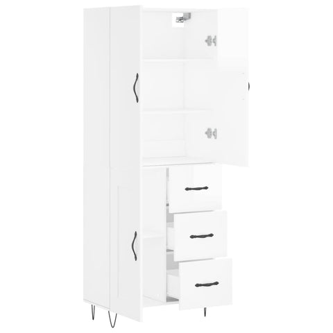 vidaXL Highboard Hochglanz-Weiß 69,5x34x180 cm Holzwerkstoff