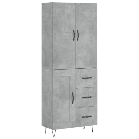 vidaXL Highboard Betongrau 69,5x34x180 cm Holzwerkstoff