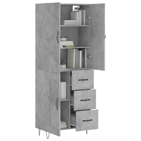 vidaXL Highboard Betongrau 69,5x34x180 cm Holzwerkstoff