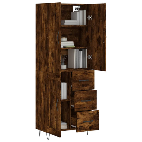 vidaXL Highboard Räuchereiche 69,5x34x180 cm Holzwerkstoff