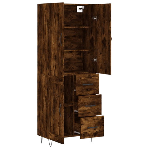 vidaXL Highboard Räuchereiche 69,5x34x180 cm Holzwerkstoff