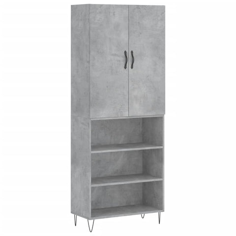 vidaXL Highboard Betongrau 69,5x34x180 cm Holzwerkstoff