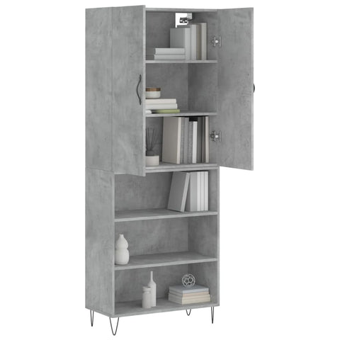 vidaXL Highboard Betongrau 69,5x34x180 cm Holzwerkstoff