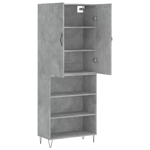 vidaXL Highboard Betongrau 69,5x34x180 cm Holzwerkstoff