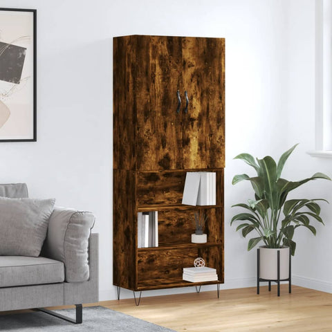 vidaXL Highboard Räuchereiche 69,5x34x180 cm Holzwerkstoff