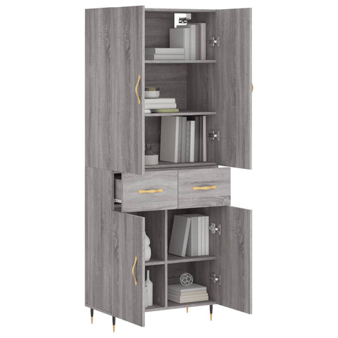 vidaXL Highboard Grau Sonoma 69,5x34x180 cm Holzwerkstoff