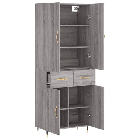 vidaXL Highboard Grau Sonoma 69,5x34x180 cm Holzwerkstoff