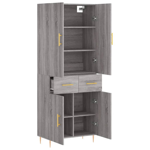 vidaXL Highboard Grau Sonoma 69,5x34x180 cm Holzwerkstoff